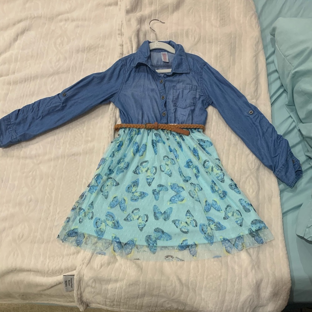 Justice long sleeve dress with tulle bottom